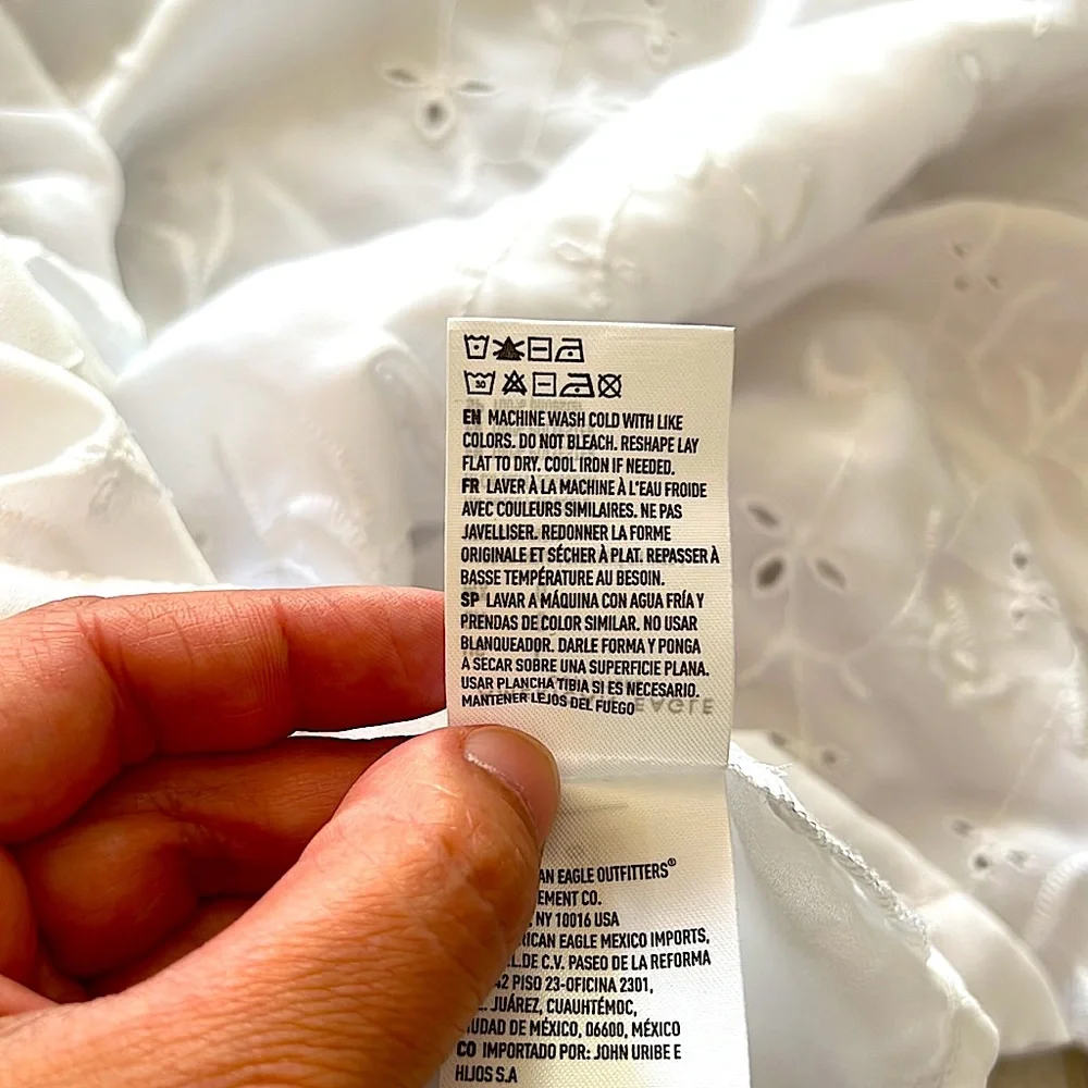 NWOT American Eagle Baloon Sleeve Lined Embroidered Babydoll Top - Picture 9 of 9